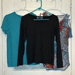 Bundle of three women’s casual long and short sleeve tops and tshirts size S
